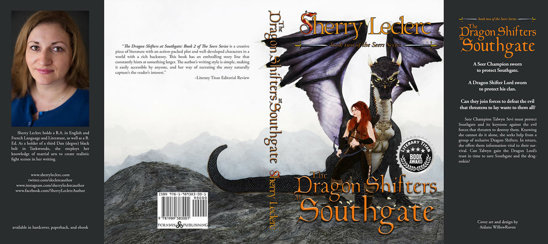 WillowRaven's book dust jacket art and design for Sherry Leclerc's The Dragon Shifters at Southgate, book two of the Seers Series