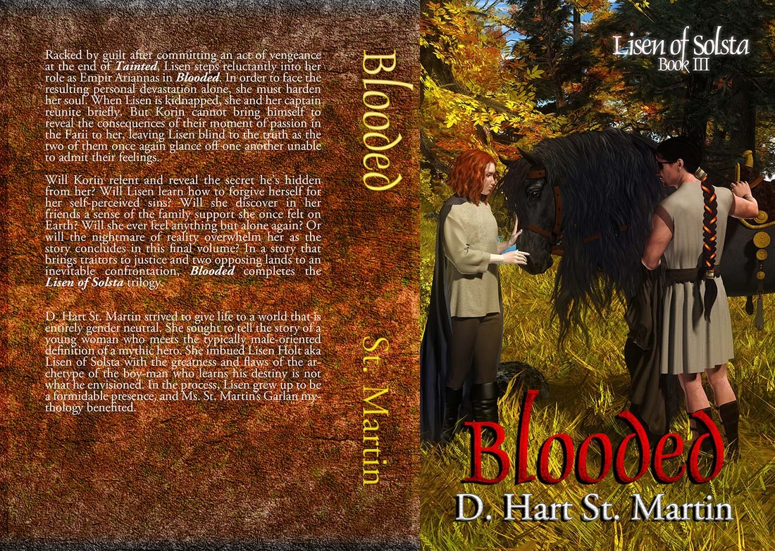 WillowRaven's book cover art and design (full wrap) for BLOODED, by D. Hart St. Martin