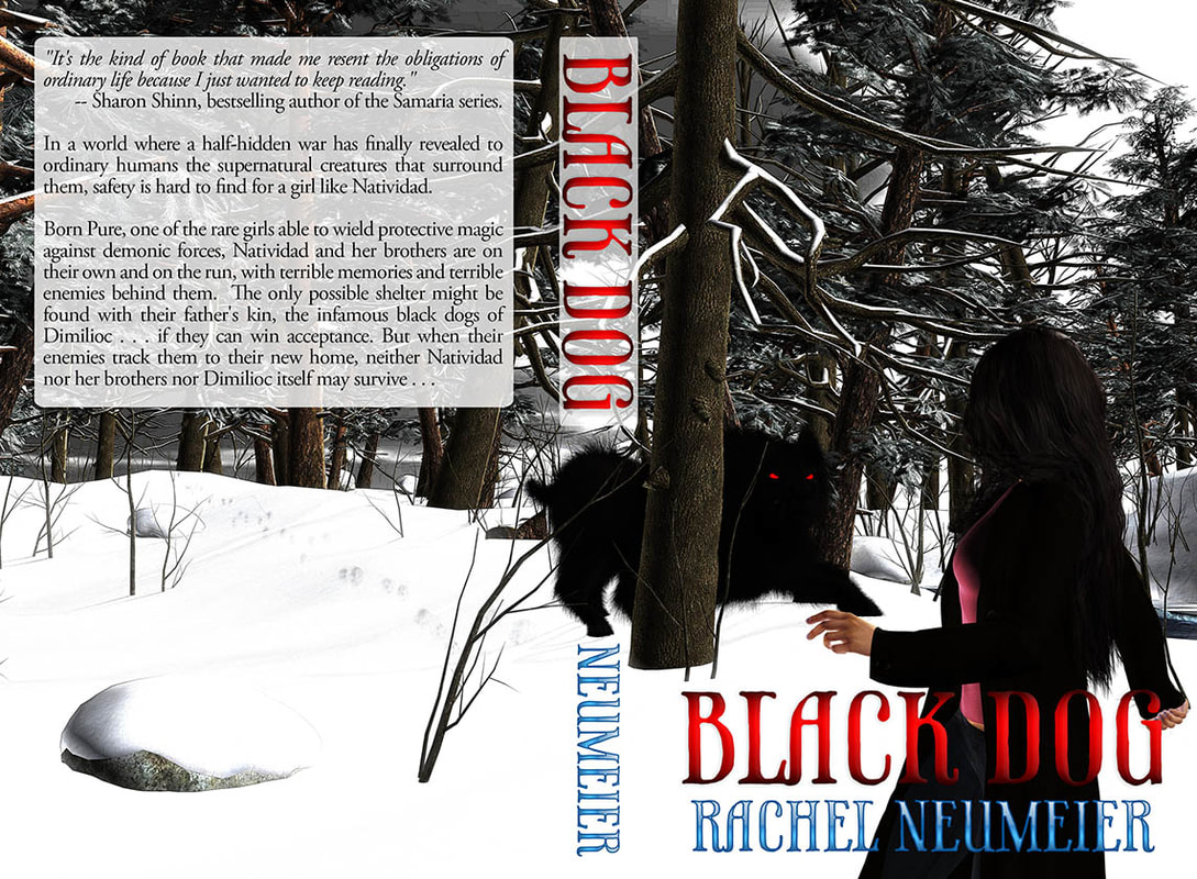 WillowRaven's book cover art and design (full wrap) for BLACK DOG, by Rachel Neumeier