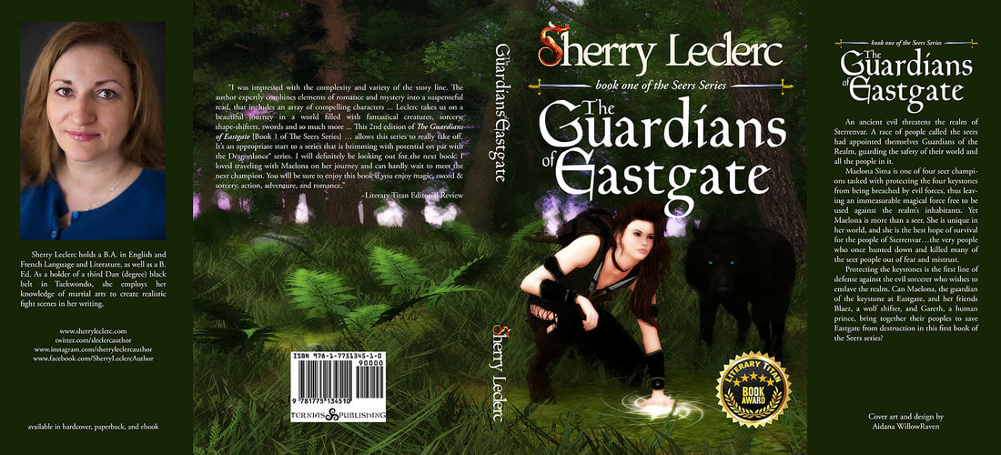 WillowRaven's book dust jacket art and design for Sherry Leclerc's The Guardians of Eastgate, book one of the Seers Series