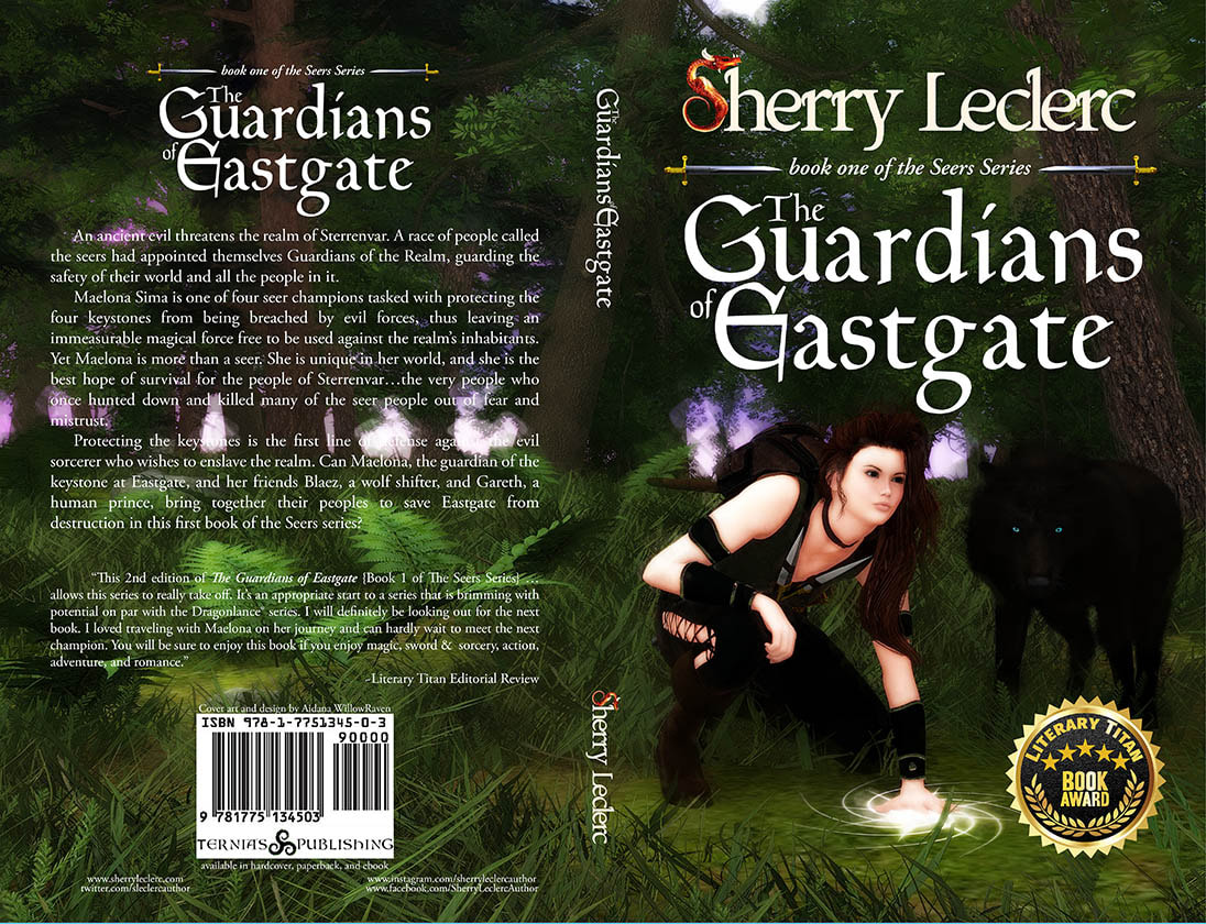 WillowRaven's book cover art and design wrap for Sherry Leclerc's The Guardians of Eastgate, book one of the Seers Series