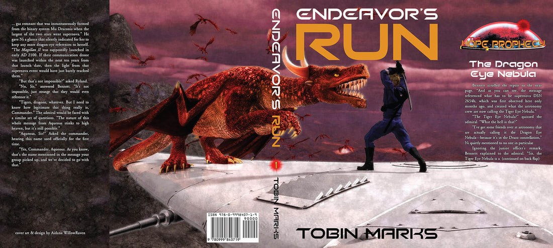 WillowRaven's book dust jacket art and design for Tobin Marks' ENDEAVORS RUN, book one of The Hope Prophecy