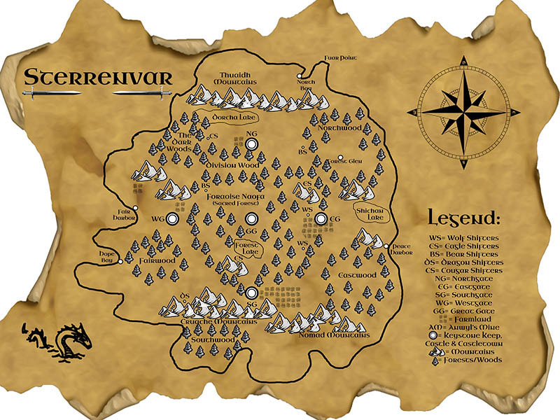 WillowRaven's map of Sterrenvar for Sherry Leclerc's, The Guardians of Eastgate, book one of the Seers Series