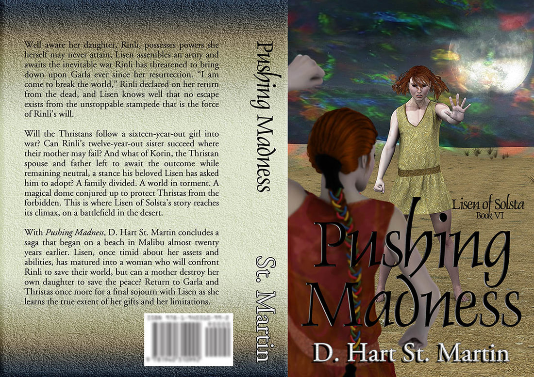 WillowRaven's book cover art and design (full wrap) for PUSHING MADNESS, by D. Hart St. Martin