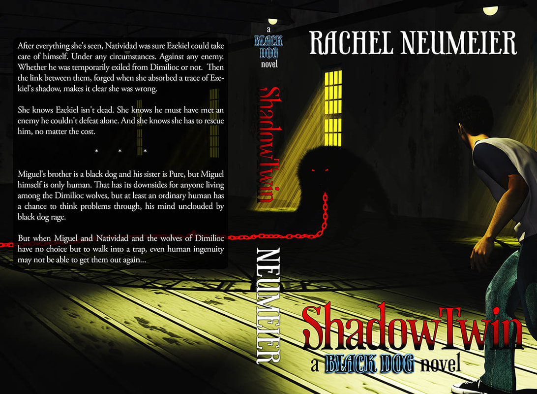 WillowRaven's book cover art and design (full wrap) for SHADOW TWIN (a BLACK DOG novel), by Rachel Neumeier