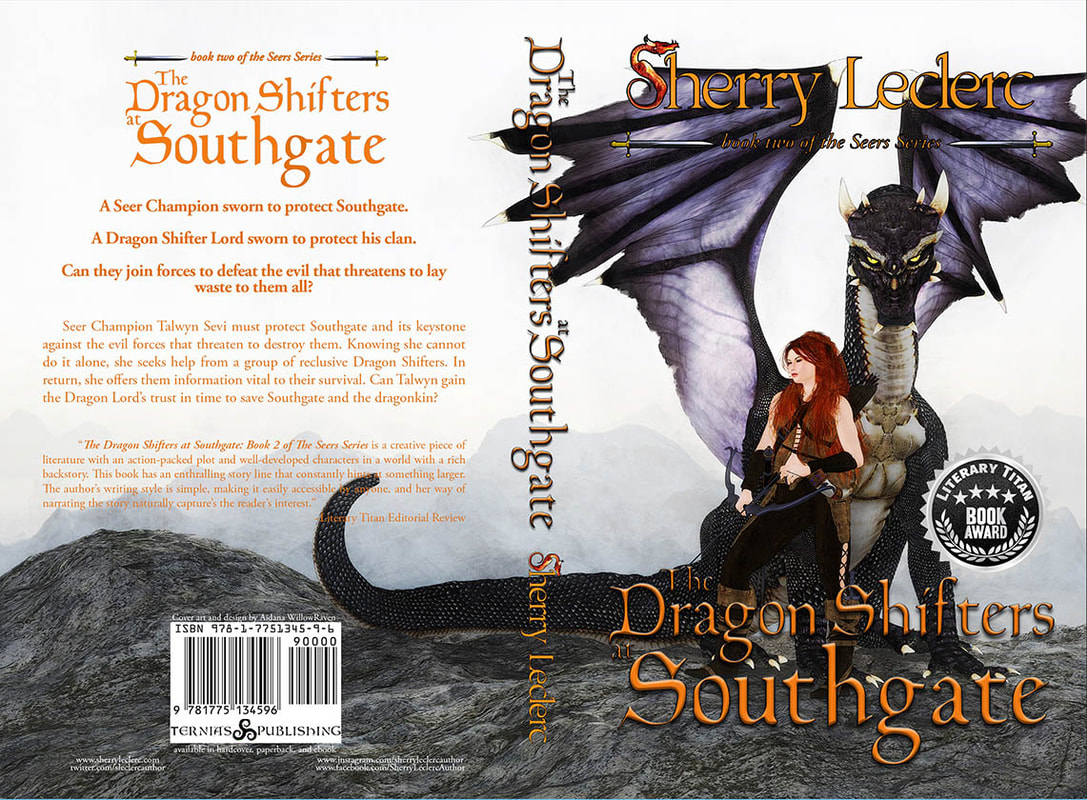 WillowRaven's book cover art and design wrap for Sherry Leclerc's The Dragon Shifters at Southgate, book two of the Seers Series